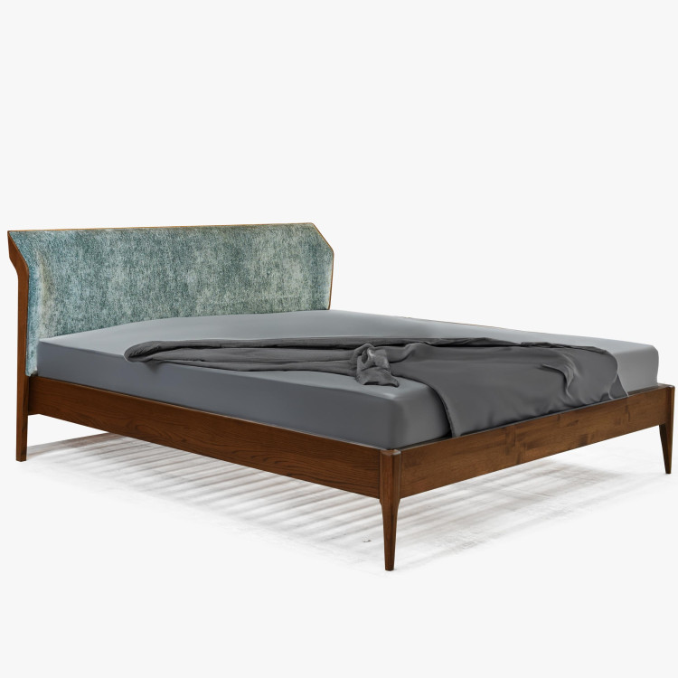 Retro postel s čaluněným čelem - zeleným 180 x 200 cm