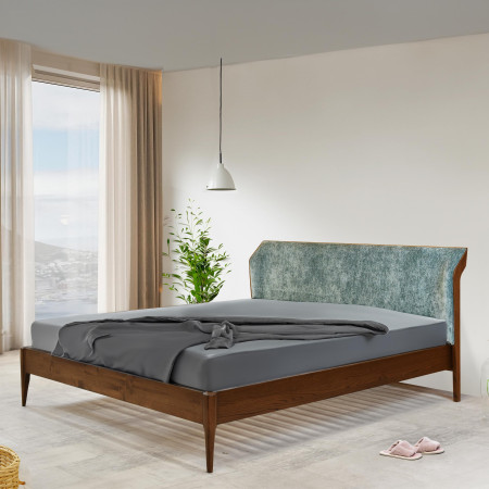 Retro postel s čaluněným čelem - zeleným 180 x 200 cm