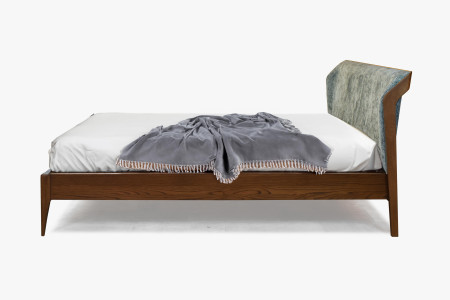 Retro postel s čaluněným čelem - zeleným 180 x 200 cm