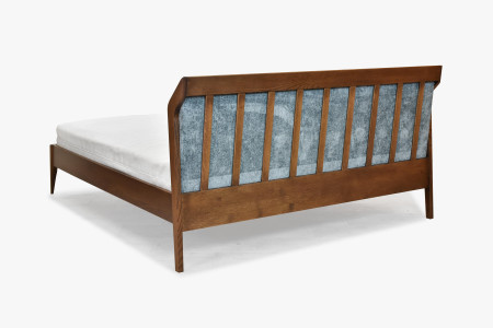 Retro postel s čaluněným čelem - zeleným 180 x 200 cm