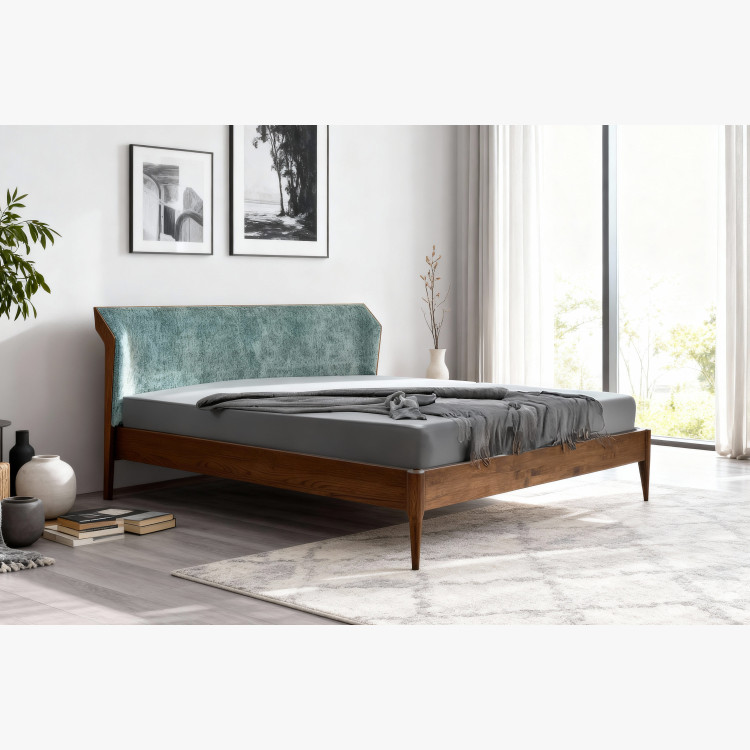 Retro postel s čaluněným čelem - zeleným 180 x 200 cm