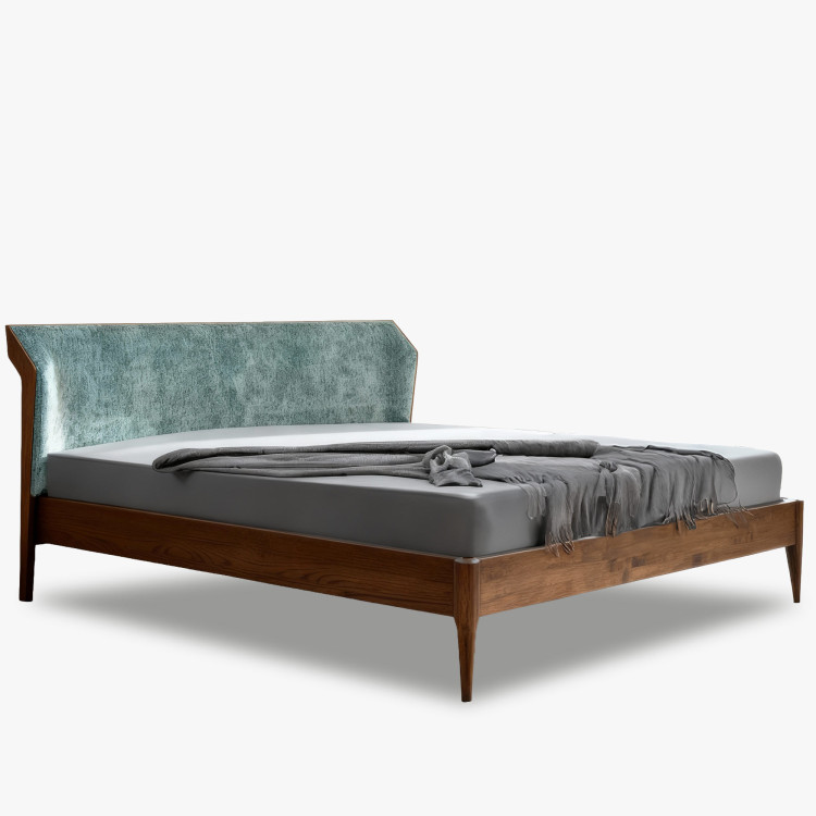 Retro postel s čaluněným čelem - zeleným 180 x 200 cm