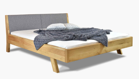 Postel z masivu - látkové čelo šedé Marina 160 x 200 cm