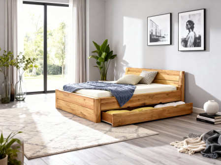 Postel z masivu s úložným prostorem, Julia 160 x 200 cm