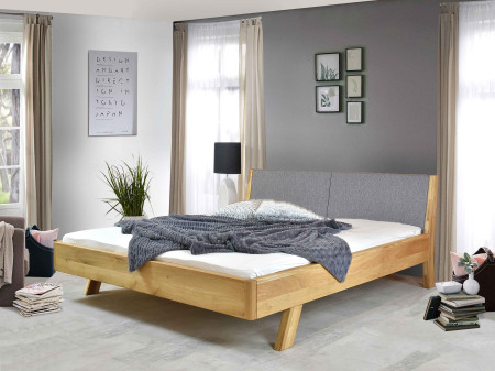 Postel z masivu - látkové čelo šedé Marina 180 x 200 cm