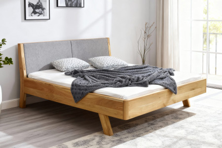 Postel z masivu - látkové čelo šedé Marina 180 x 200 cm