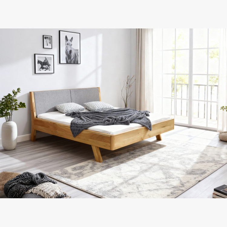 Postel z masivu - látkové čelo šedé Marina 180 x 200 cm