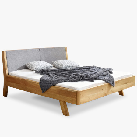 Postel z masivu - látkové čelo šedé Marina 180 x 200 cm