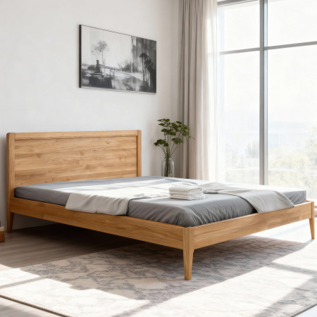 Manželská postel na nohou z dubu model Praha