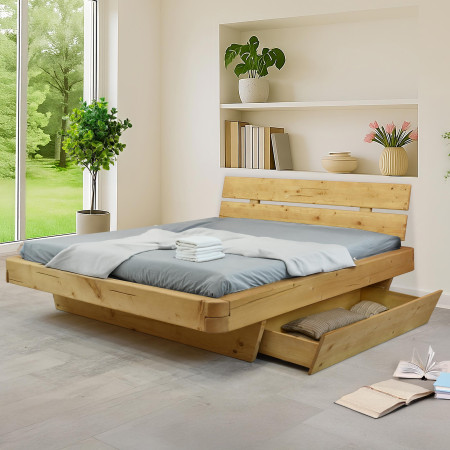 Poctivá postel z masivu smrk 180 cm Včetně šuplíků pod postel