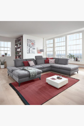 Sitzgarnitur Carolina in U-Form mit Funktionsmöglichkeiten, grau 2