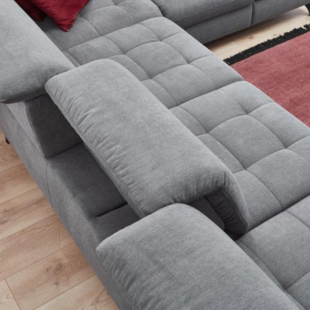 Sitzgarnitur Carolina in U-Form mit Funktionsmöglichkeiten, grau