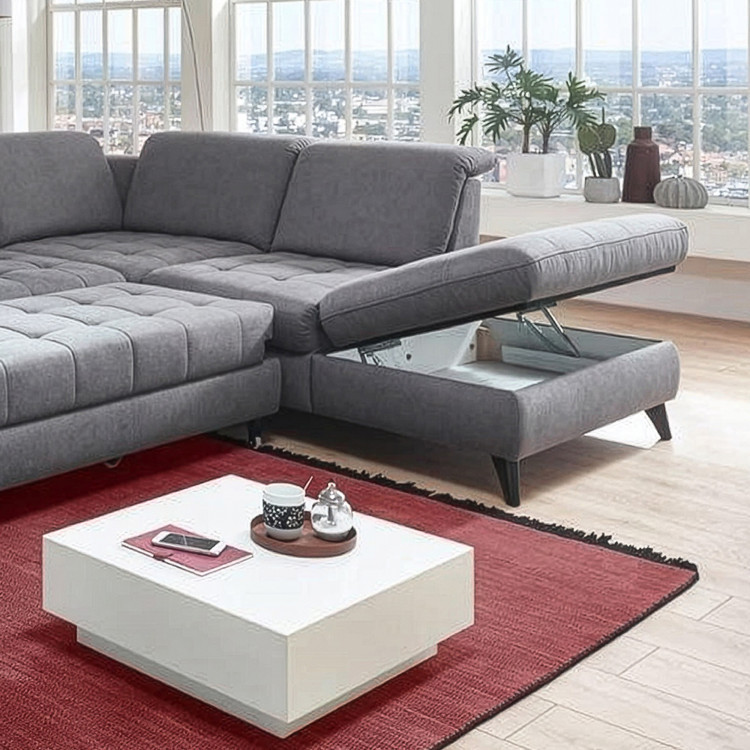 Sitzgarnitur Carolina in U-Form mit Funktionsmöglichkeiten, grau