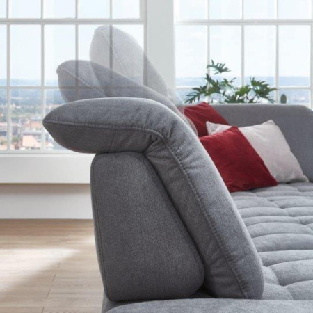 Sitzgarnitur Carolina in U-Form mit Funktionsmöglichkeiten, grau