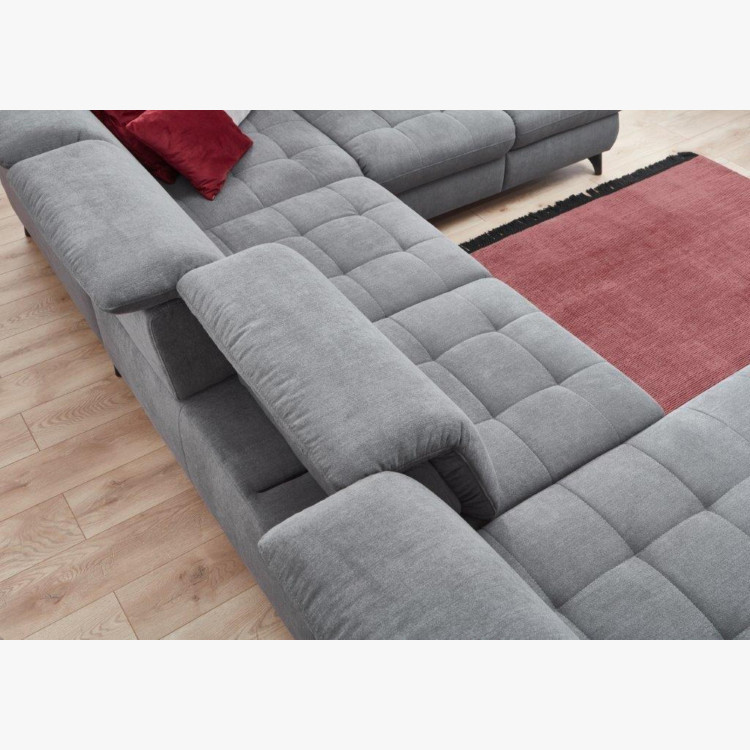 Sitzgarnitur Carolina in U-Form mit Funktionsmöglichkeiten, grau