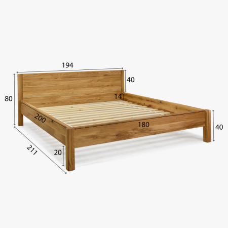 Eichenbett aus Massivholz 180 x 200 cm Richard - robust & elegant