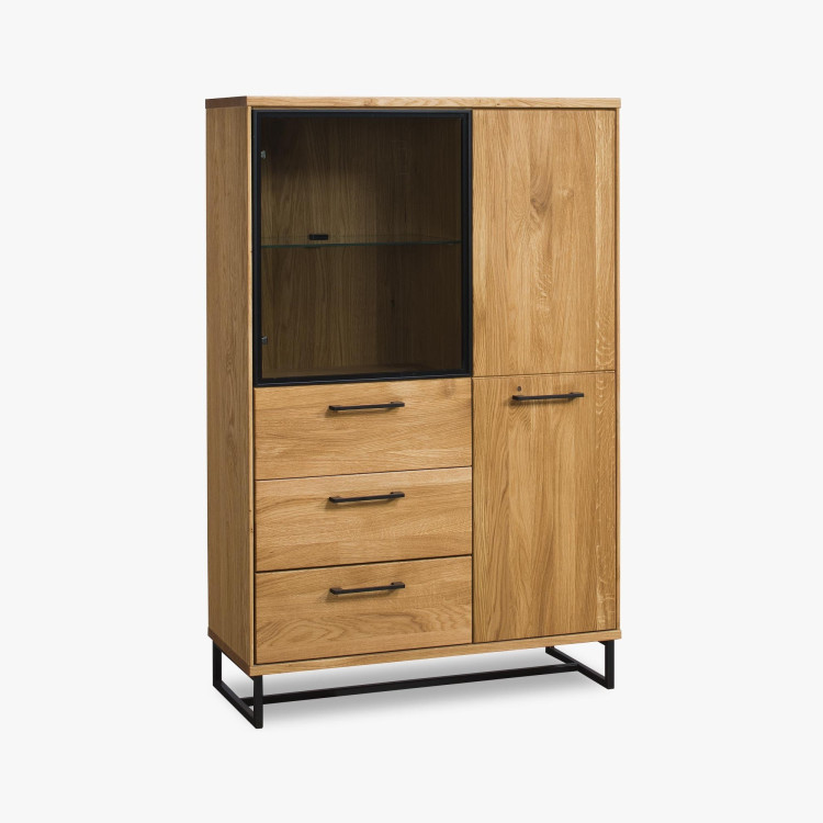 Wohnwand im Industriestil - Massivholz + Metallbeine Lagos