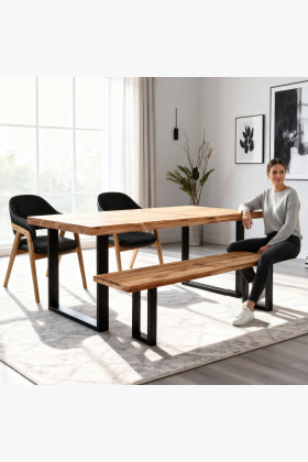 J Esstisch aus Eichenholz 200 x 100 cm, natürliche Optik 2