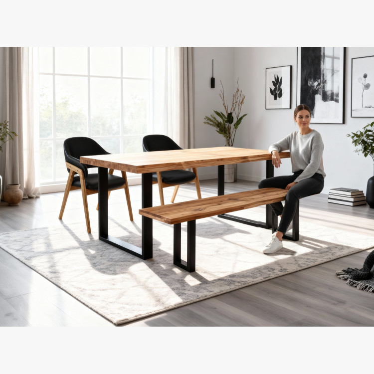 Esstisch aus Eichenholz 160 x 90 cm, natürlicher Look