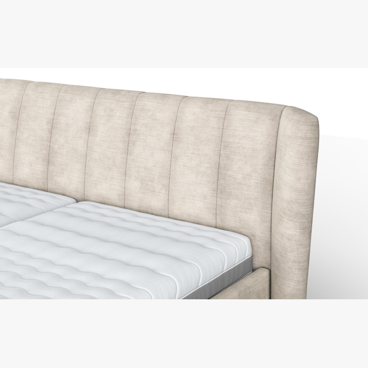 Moderne gepolstertes Bett mit Stauraum sandfarben, 180 × 200 cm