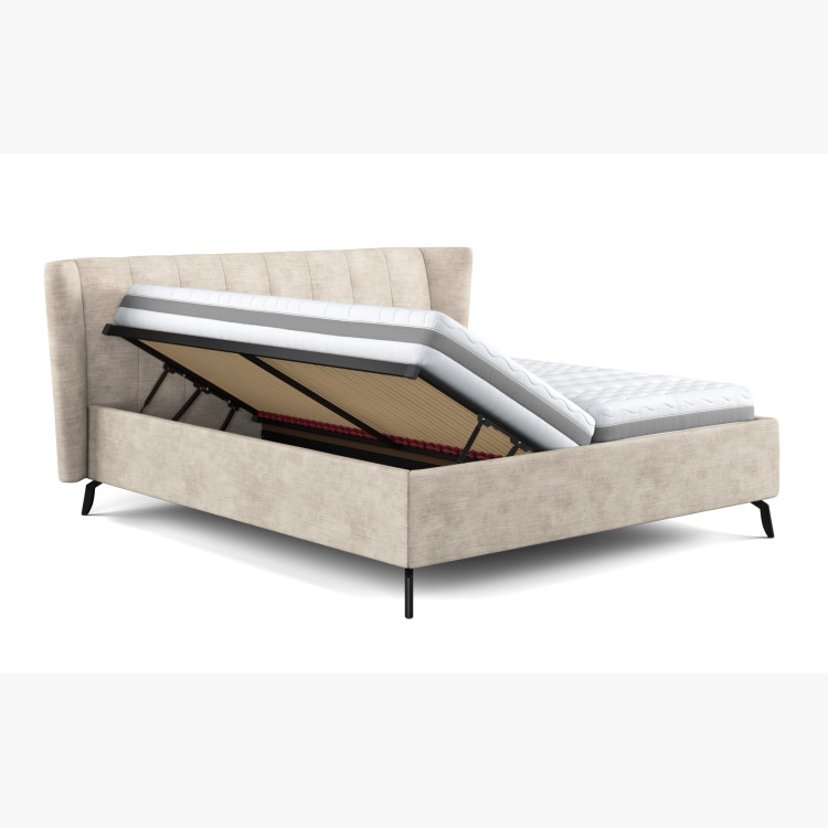 Moderne gepolstertes Bett mit Stauraum sandfarben, 180 × 200 cm