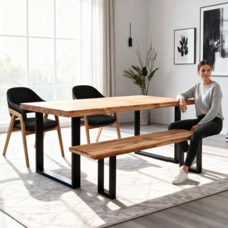 Holzmassiveiche-Bank ohne Rückenlehne 160 cm