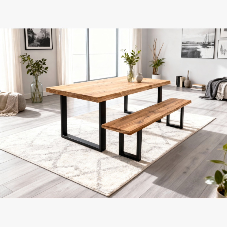 Holzmassiveiche-Bank ohne Rückenlehne 160 cm