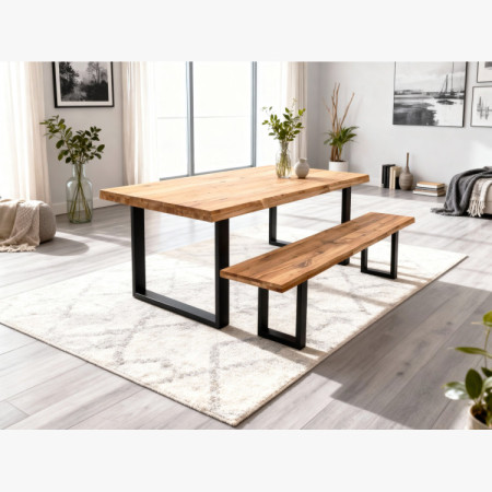 Holzmassiveiche-Bank ohne Rückenlehne 160 cm