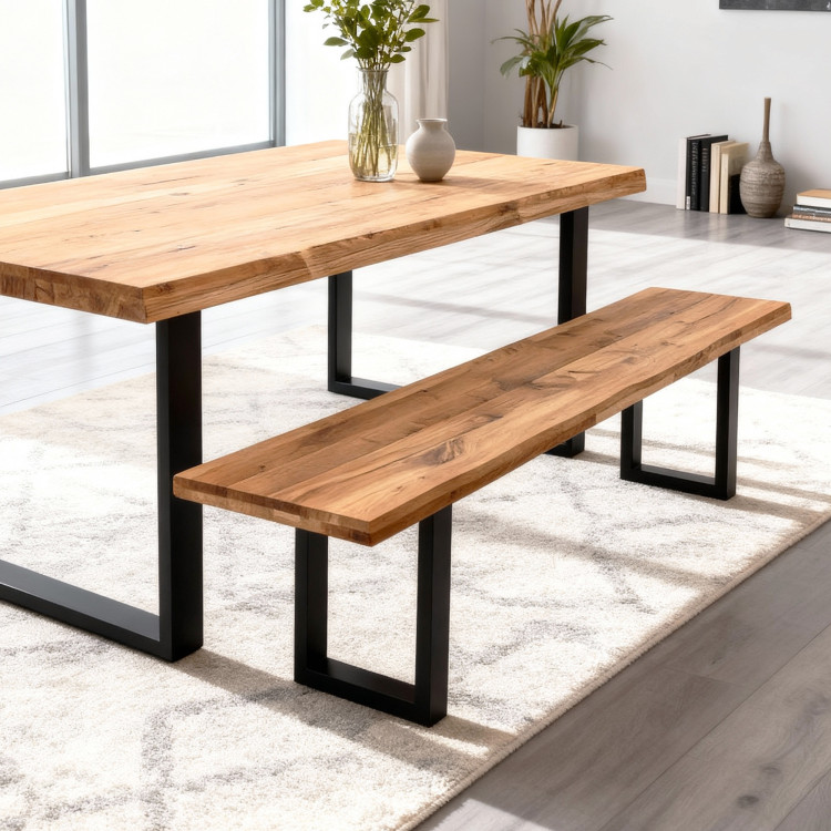 Holzbank massiv Eiche ohne Rückenlehne 180 cm