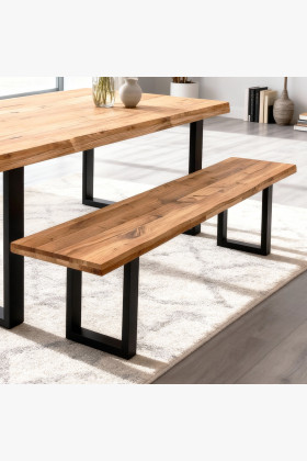 Holzbank massiv Eiche ohne Rückenlehne 200 cm