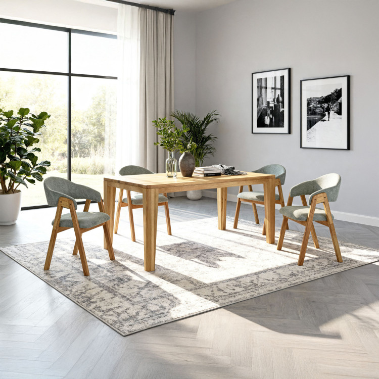 Jídelní stůl z dubového masivu a 4 čalouněné židle York & Arco