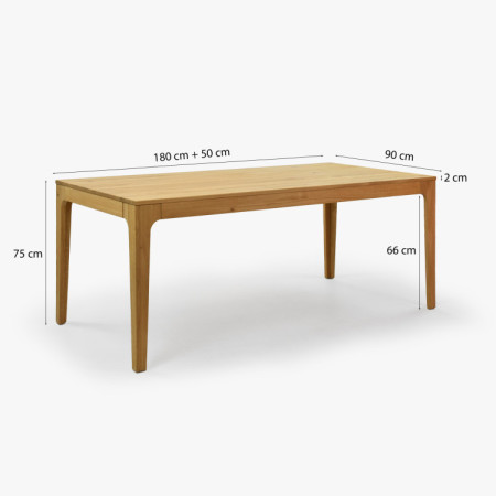 Ausziehbarer Holztisch - Eiche 180 cm lang