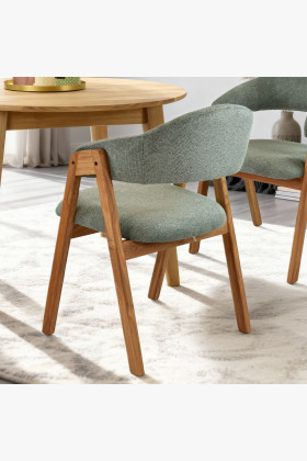 Eichenstuhl mit Armlehnen, mattgrau 2