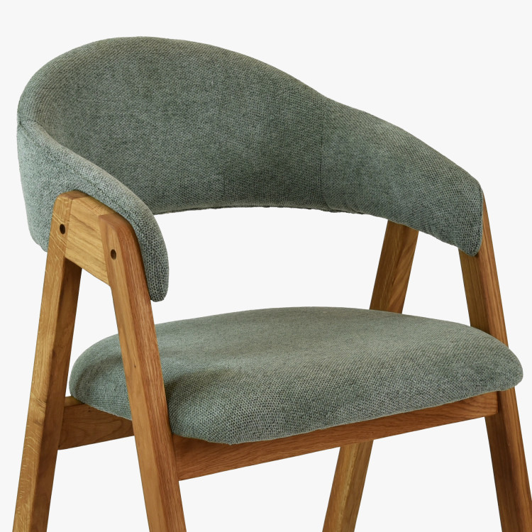 Eichenstuhl mit Armlehnen, mattgrau