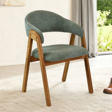 Eichenstuhl mit Armlehnen, mattgrau