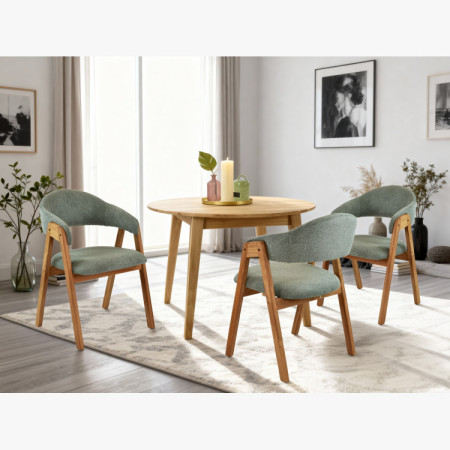 Eichenstuhl mit Armlehnen, mattgrau