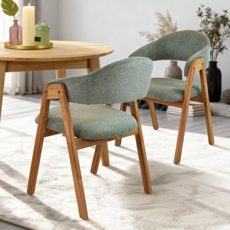 Eichenstuhl mit Armlehnen, mattgrau