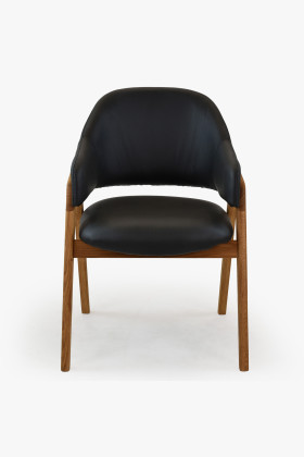 Eichenstuhl mit Armlehnen, schwarz 2