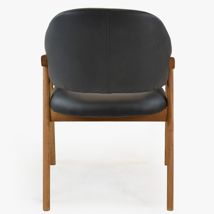 Eichenstuhl mit Armlehnen, schwarz