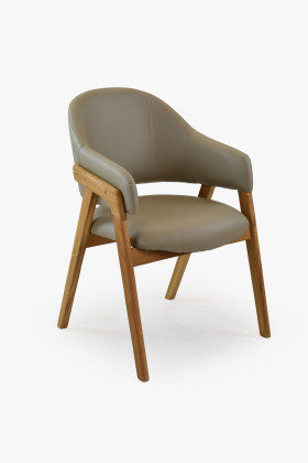 Eichenstuhl mit Armlehnen, grau-braun