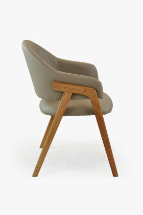 Eichenstuhl mit Armlehnen, grau-braun 2