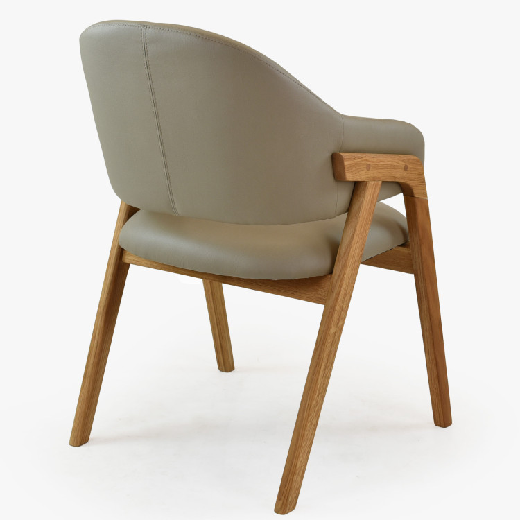 Eichenstuhl mit Armlehnen, grau-braun