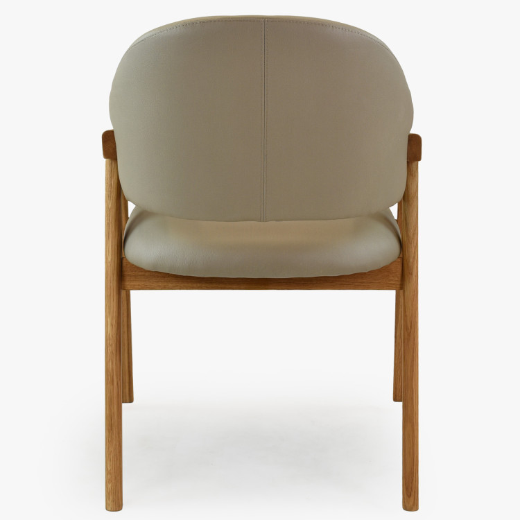 Eichenstuhl mit Armlehnen, grau-braun