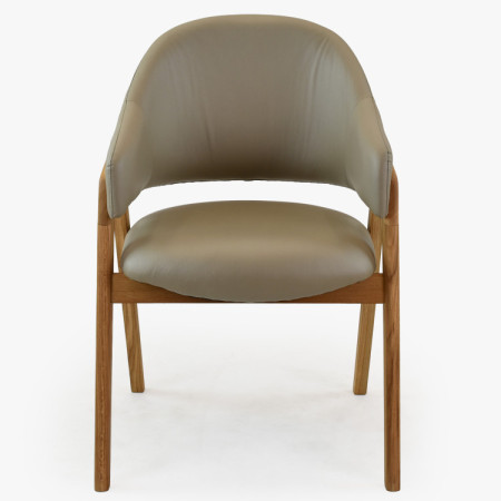 Eichenstuhl mit Armlehnen, grau-braun