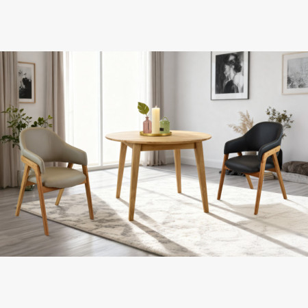 Eichenstuhl mit Armlehnen, grau-braun