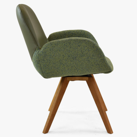 Dubové drehbarer Sessel, Stoff + Leder grün