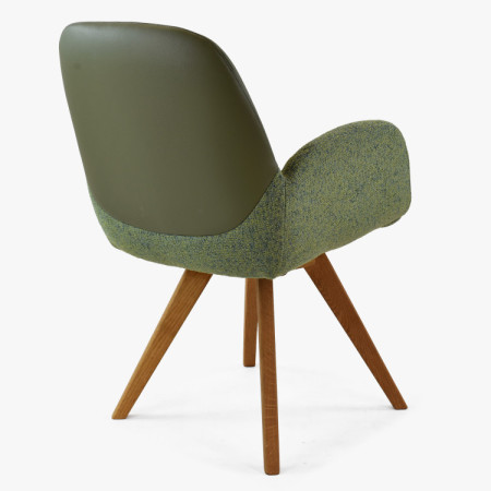 Dubové drehbarer Sessel, Stoff + Leder grün