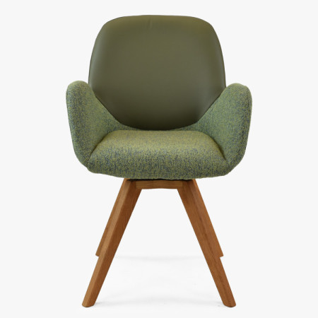 Dubové drehbarer Sessel, Stoff + Leder grün