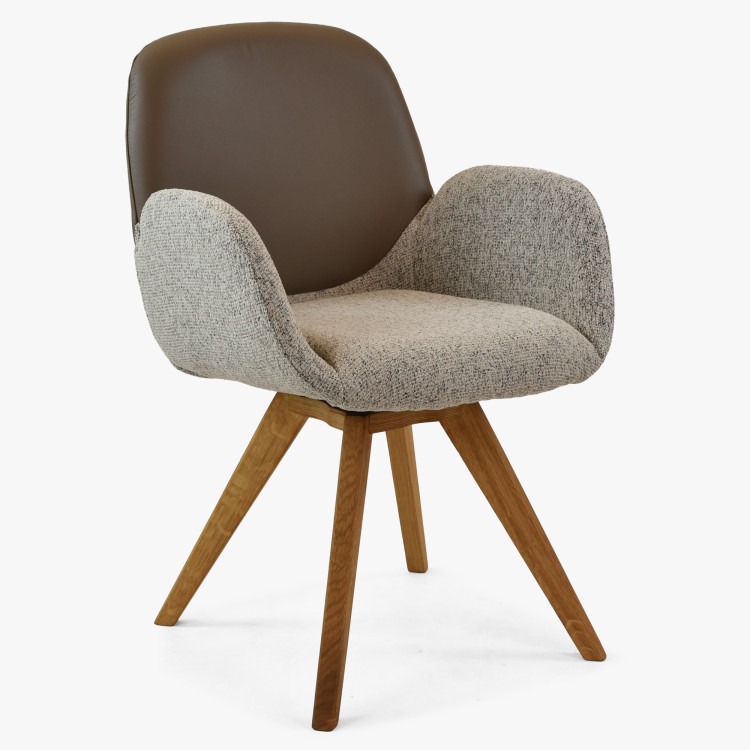 Dubový Drehstuhl, Stoff + grau-braun