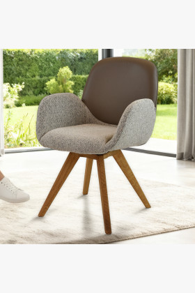 Dubový Drehstuhl, Stoff + grau-braun 2